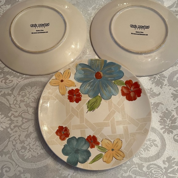 Cindy Crawford Style 9” salad plates, there are 3 total floral blues and reds - Picture 7 of 10